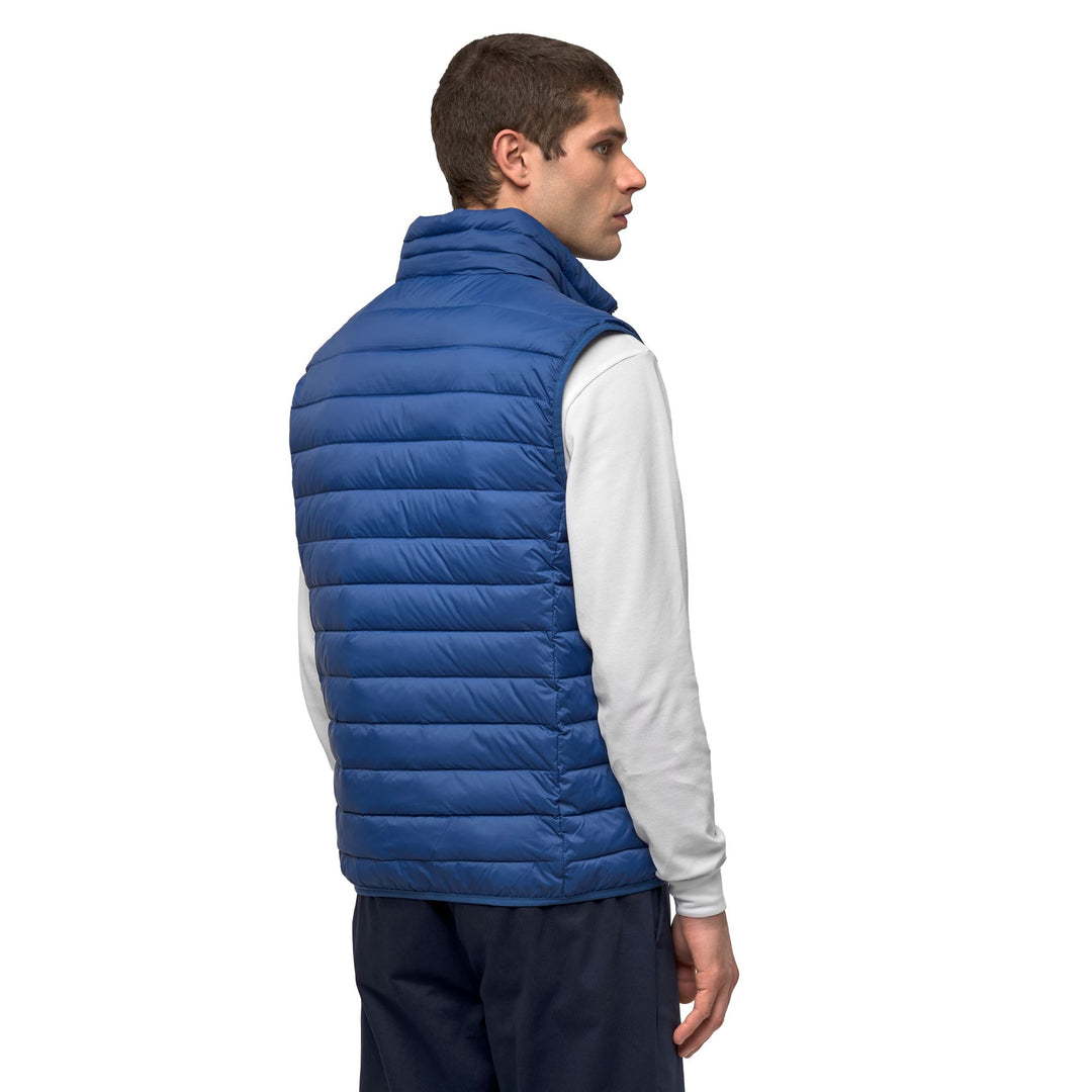 Gilet en nylon bleu pour homme, coupe ajustée et décontractée main