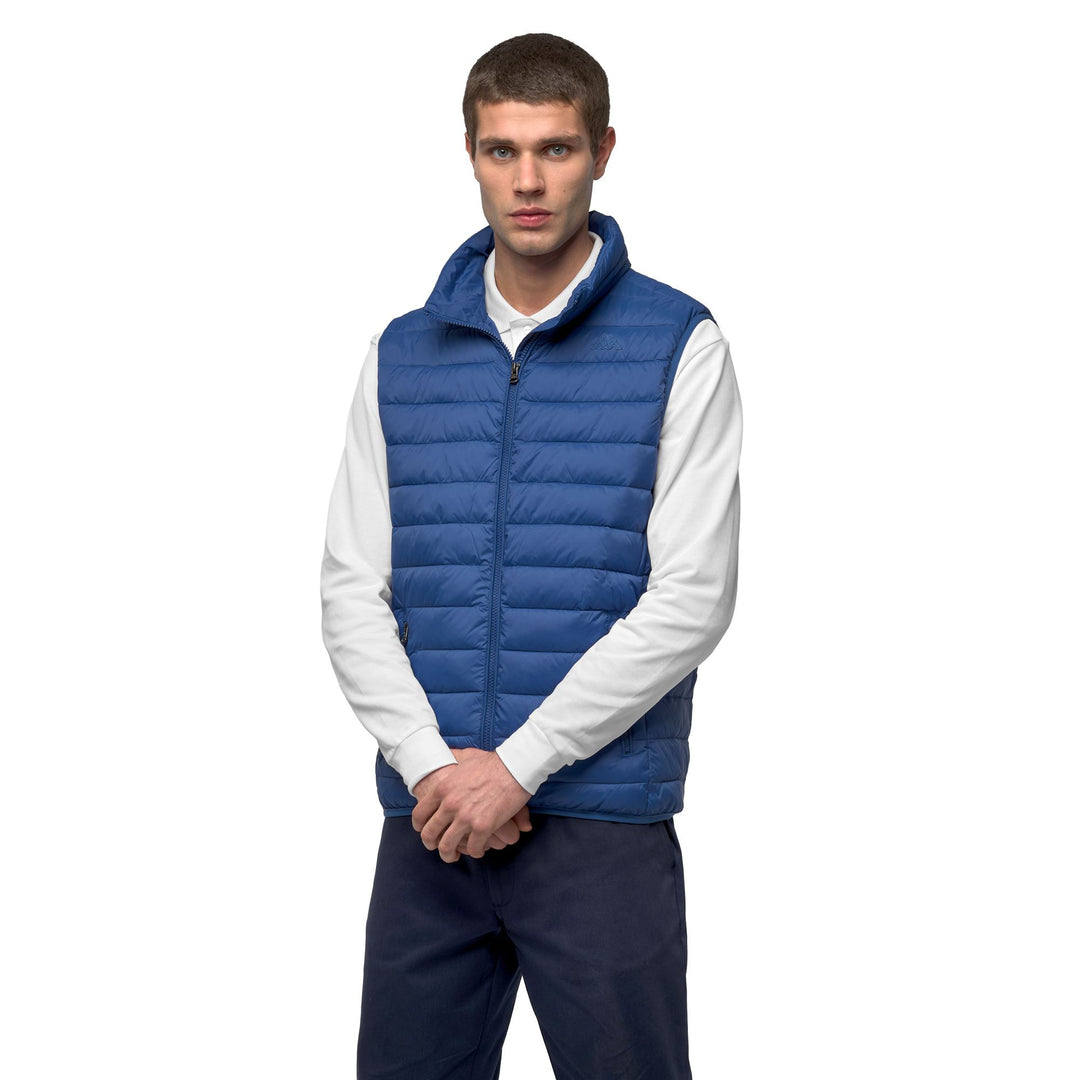 Gilet en nylon bleu pour homme, coupe ajustée et décontractée 01