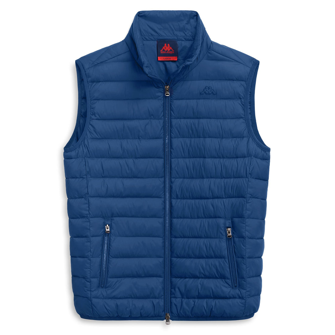 Gilet en nylon bleu pour homme, coupe ajustée et décontractée main
