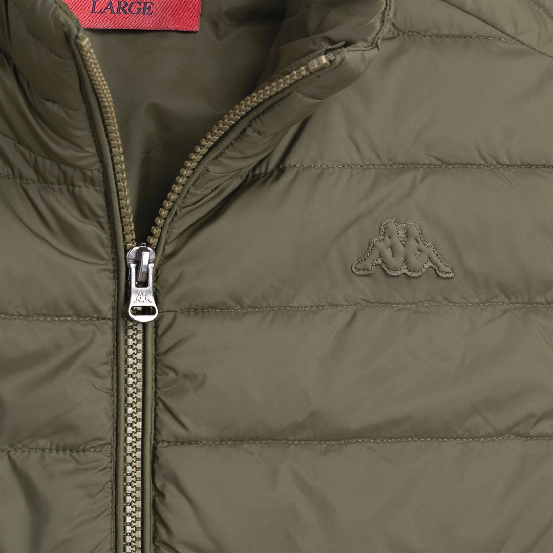 Gilet sans manches en nylon vert pour homme, coupe ajustée, décontracté main