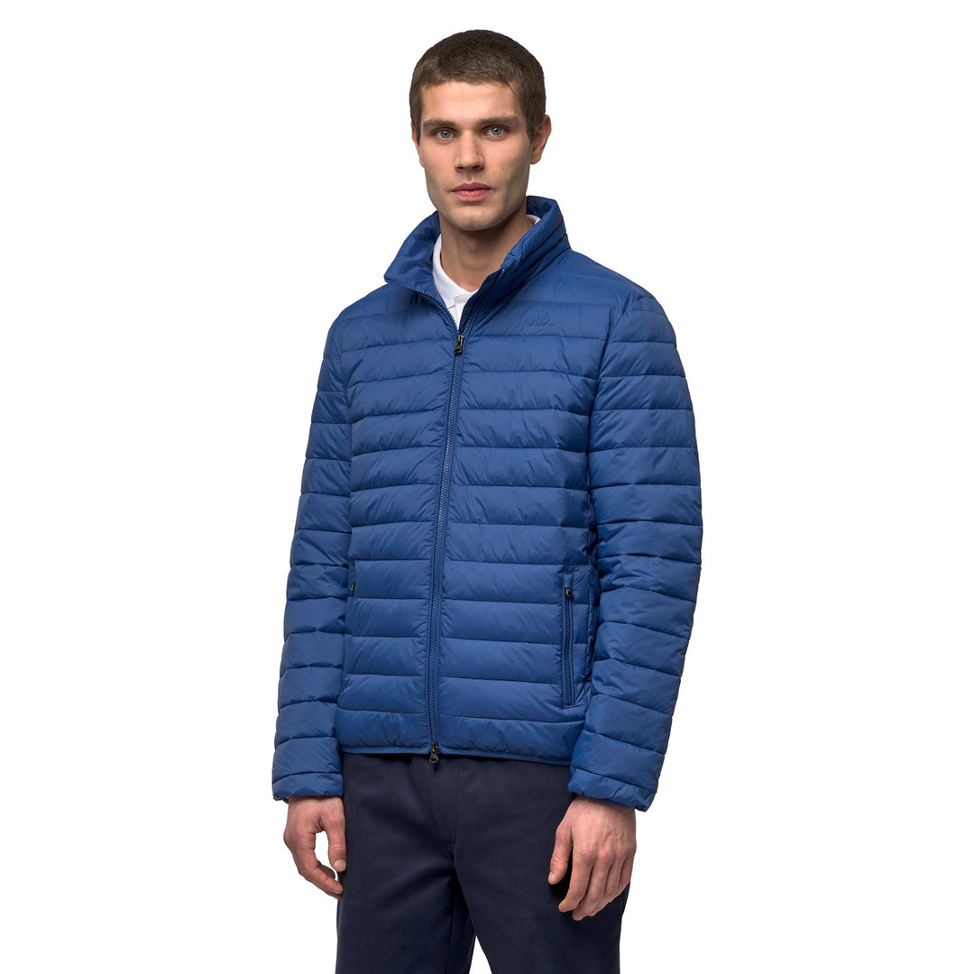 Veste décontractée en nylon bleu pour homme, coupe ajustée 01