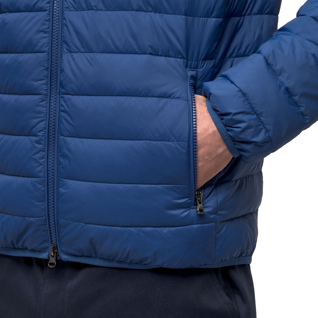 Veste décontractée en nylon bleu pour homme, coupe ajustée main
