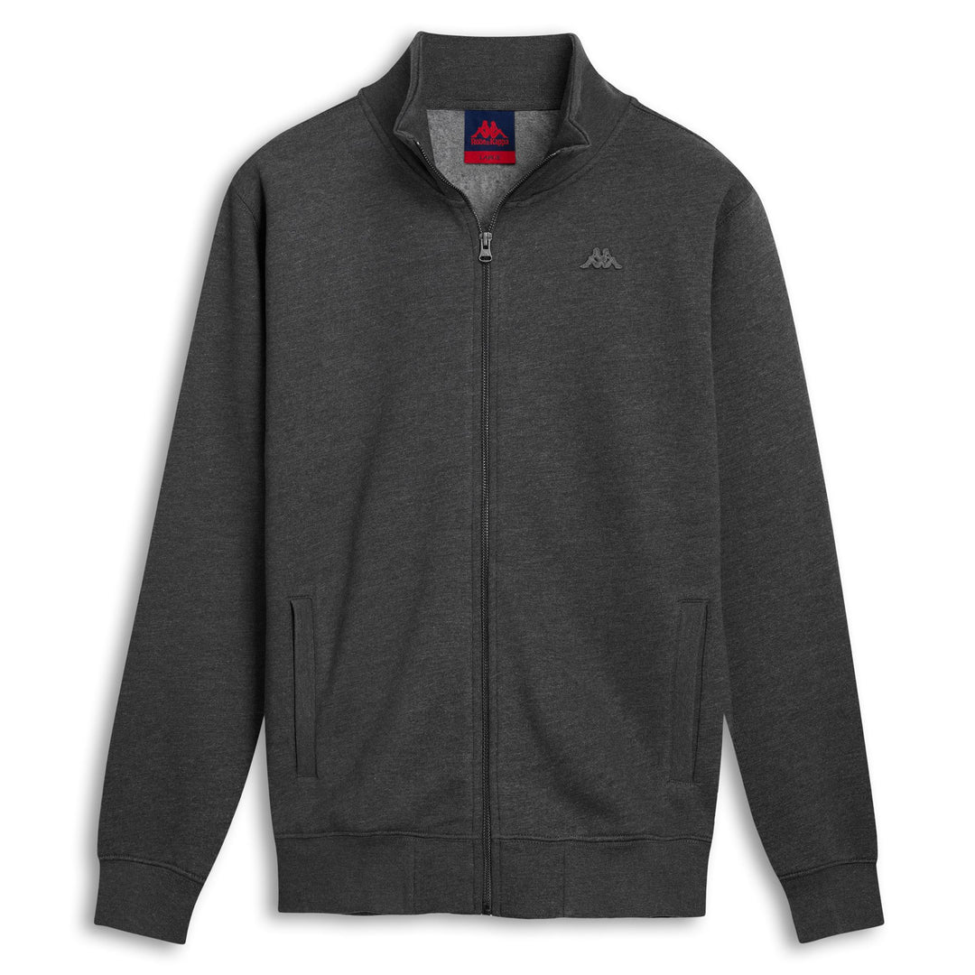 Chaqueta polar gris para hombre con cremallera metálica y detalles acanalados 01