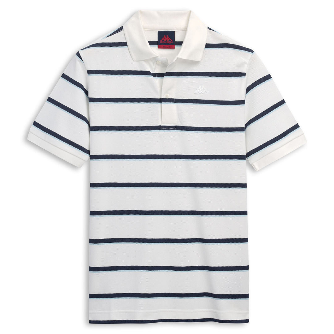 White Men's Casual Regular Fit Striped Cotton Polo Shirt 01