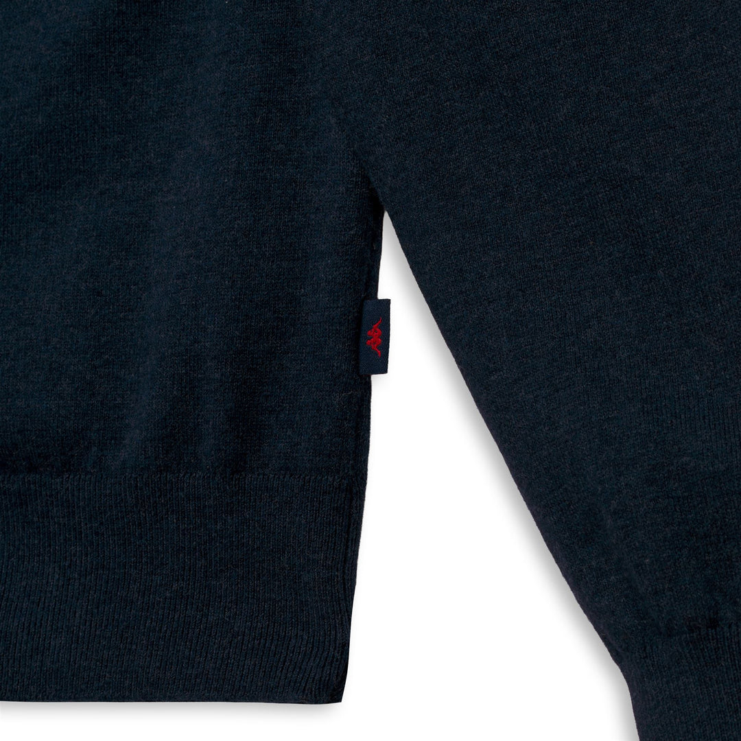 Polo da uomo blu in cashmere, vestibilità slim. main