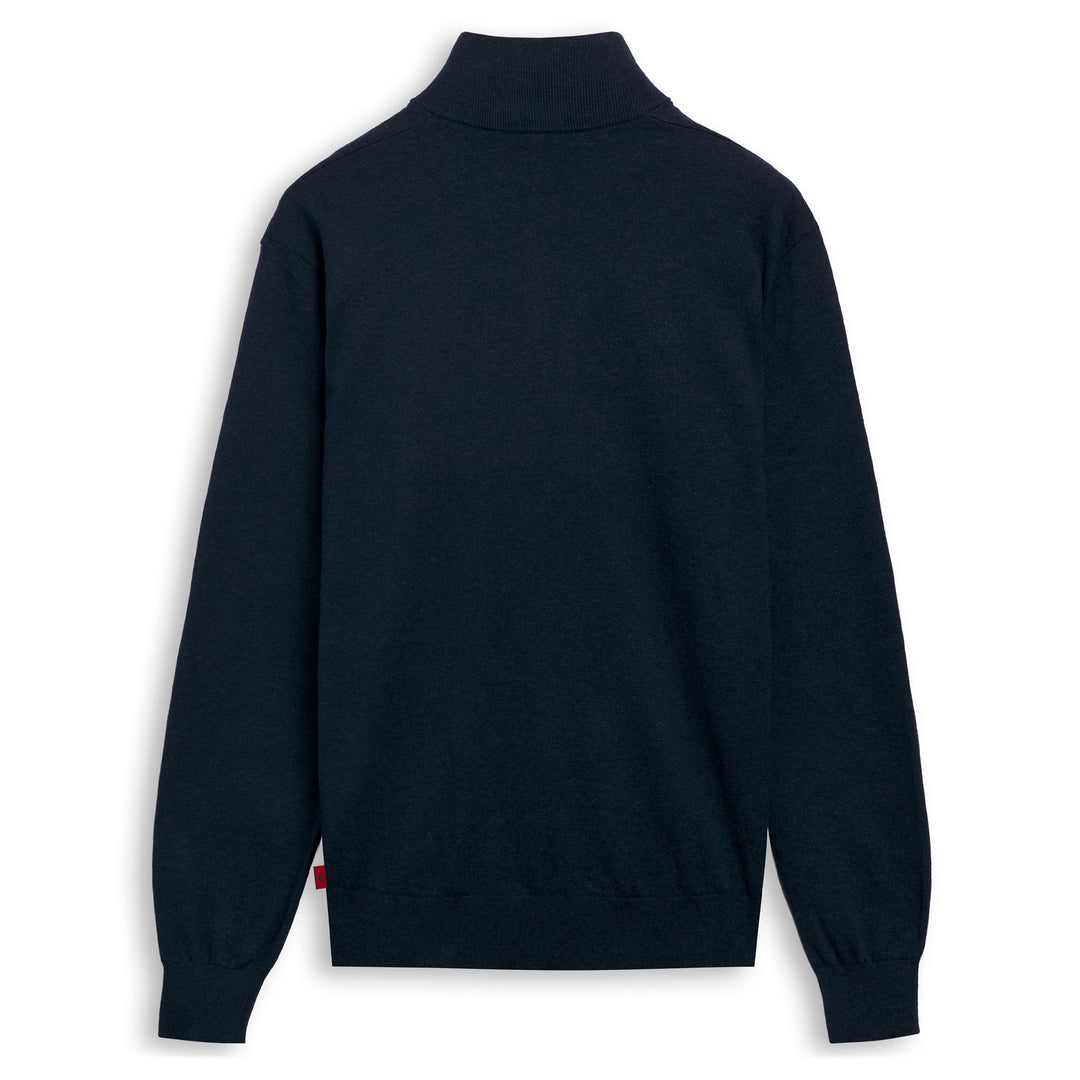 Polo da uomo blu in cashmere, vestibilità slim. main