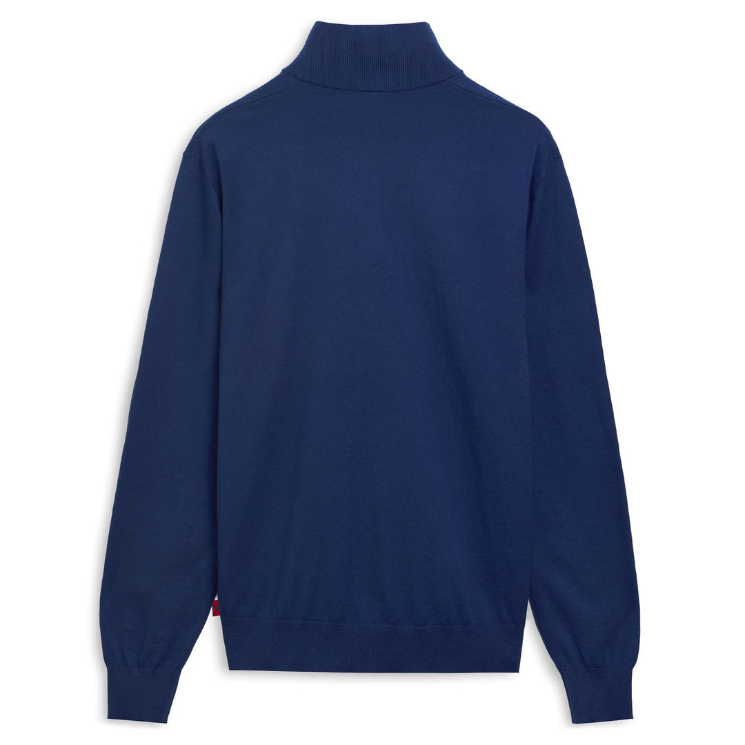 Polo da uomo blu in cashmere, vestibilità slim. main