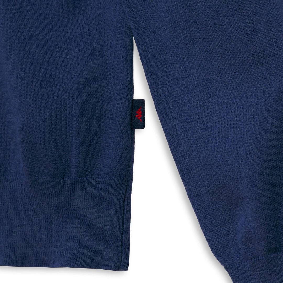 Polo da uomo blu in cashmere, vestibilità slim. main