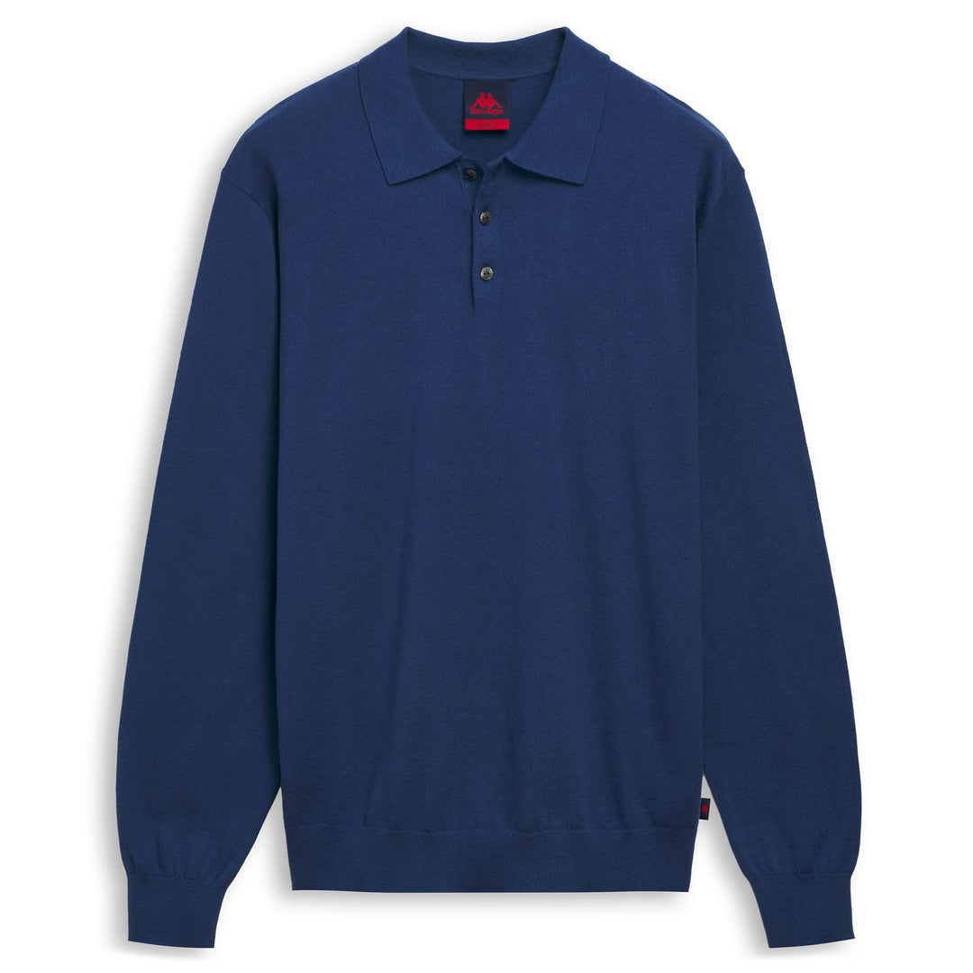 Blue Men's Slim Fit Cashmere Long-Sleeve Polo Shirt main