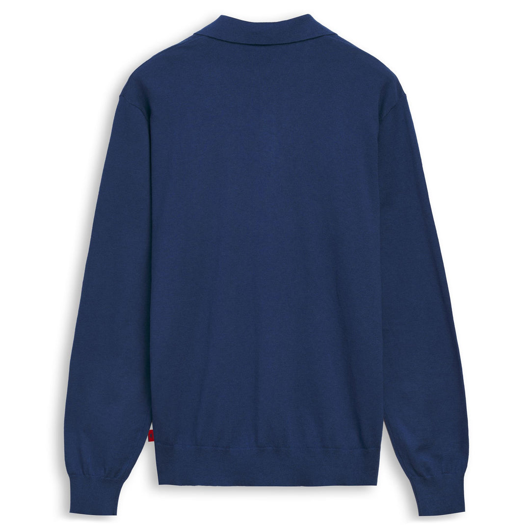 Blue Men's Slim Fit Cashmere Long-Sleeve Polo Shirt main