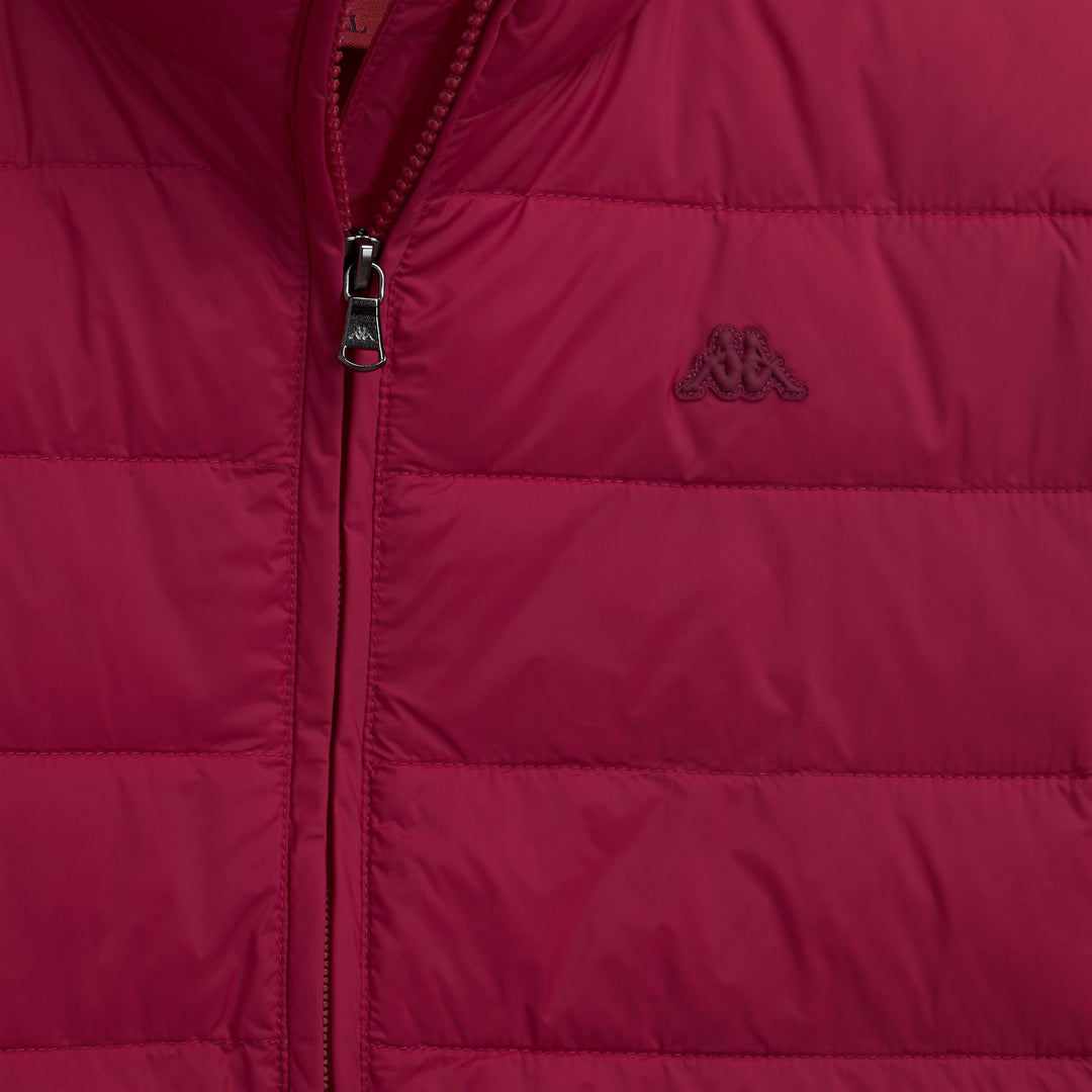 Veste courte en nylon rouge pour femme, coupe ajustée et décontractée main