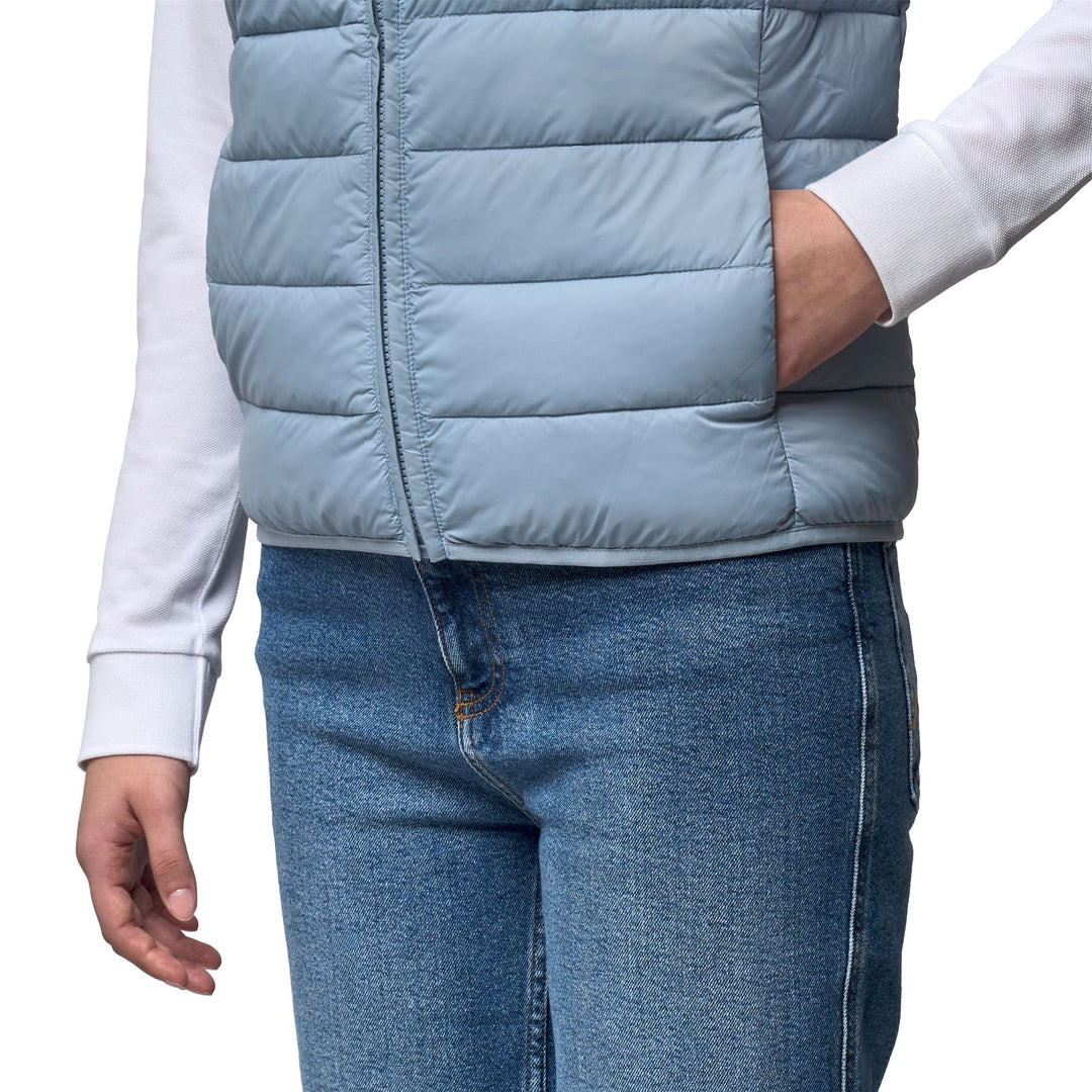 Gilet bleu pour femme, coupe ajustée, décontracté, en nylon doux main