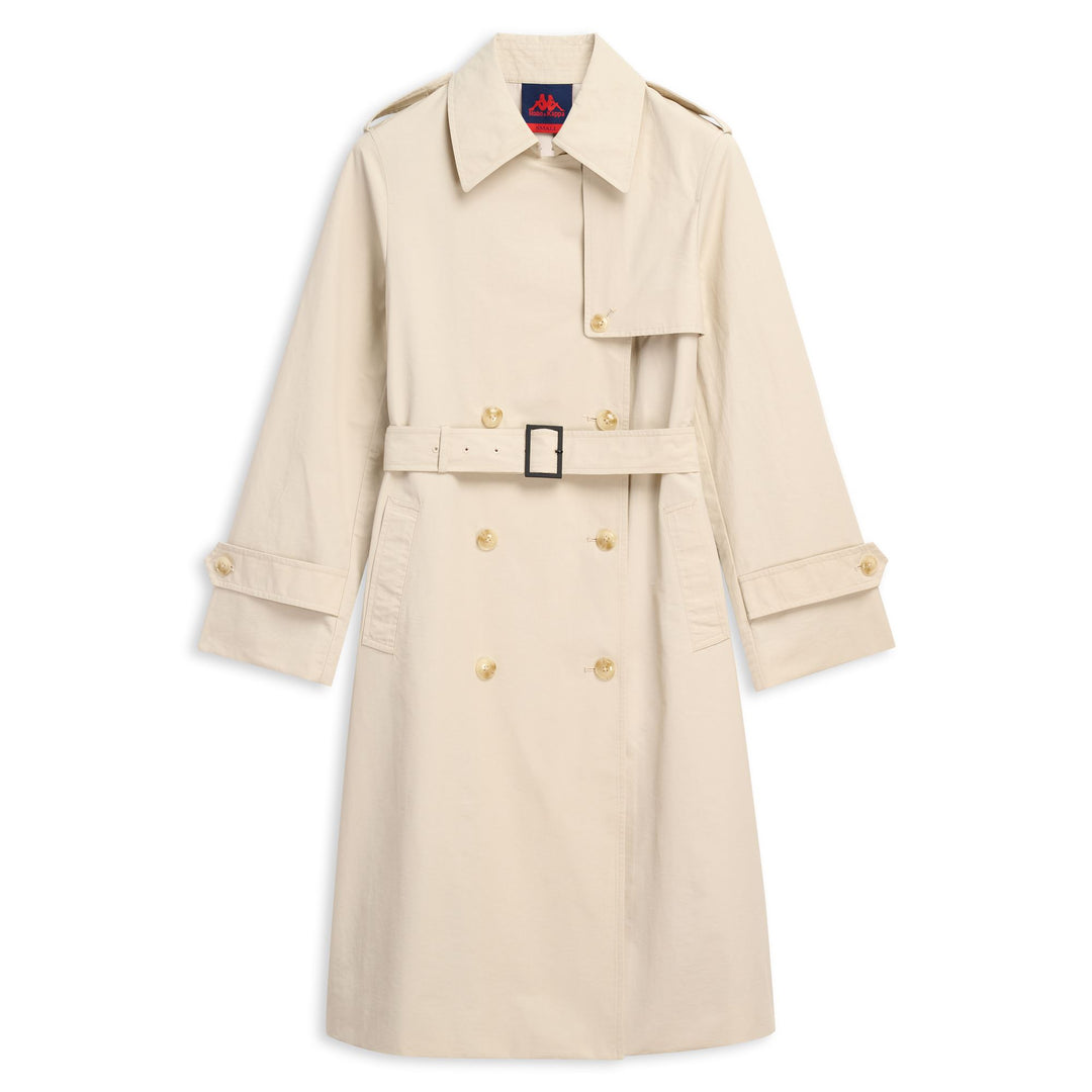 Trench-coat gris décontracté pour femme en sergé de coton 01