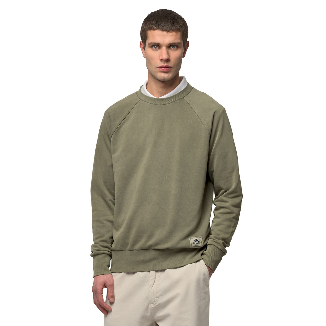 Sweat-shirt à manches longues vert pour homme, coupe classique décontractée 01