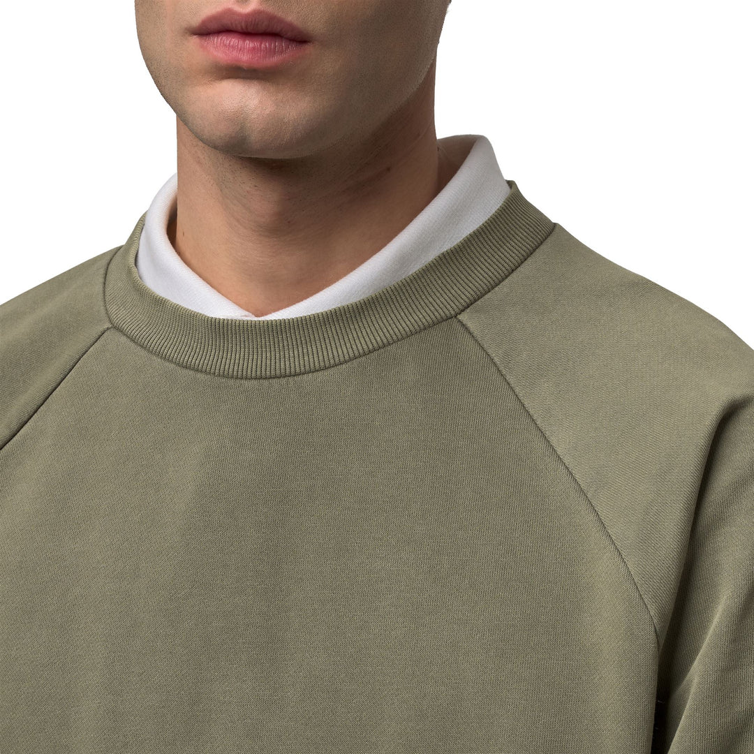 Sweat-shirt à manches longues vert pour homme, coupe classique décontractée main