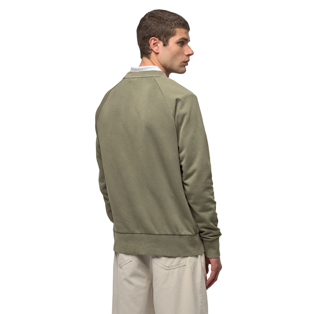 Sweat-shirt à manches longues vert pour homme, coupe classique décontractée main