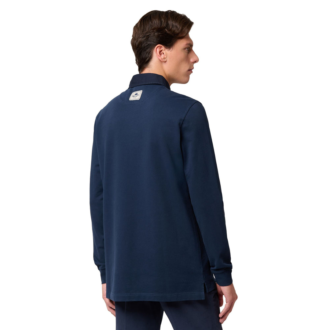 Blue Men's Long Sleeve Polo Shirt in Heavy Jersey main