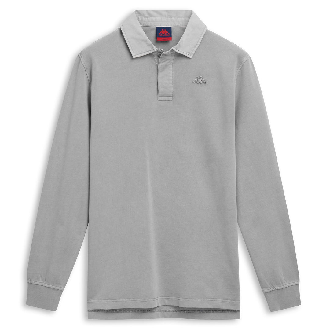 Grey Men's Long Sleeve Polo Shirt in Heavy Jersey 01