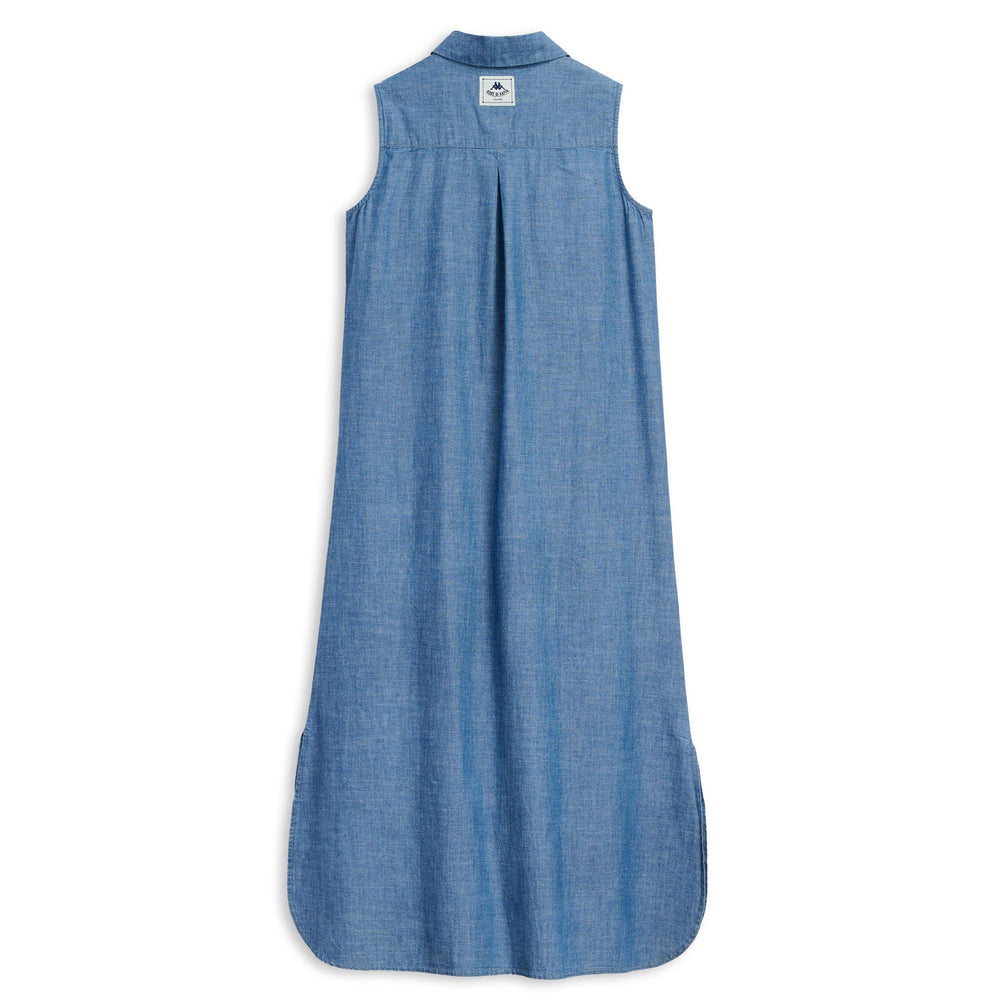 Light Blue Women's Casual Regular Fit Chambray Long Dress 02