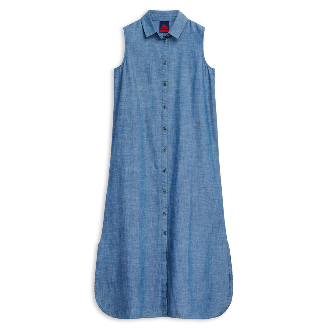 Robe-chemise sans manches bleu clair pour femme, coupe classique décontractée 01