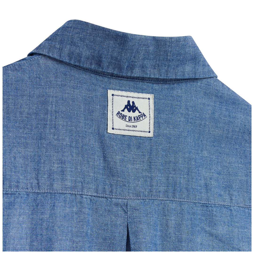 Robe-chemise sans manches bleu clair pour femme, coupe classique décontractée main