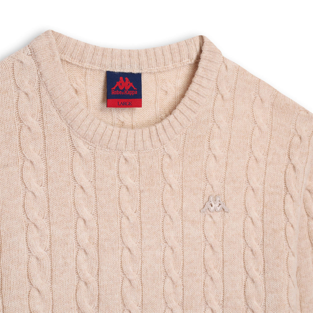 Beige Men's Slim Fit Cable Knit Pullover with Lambswool main