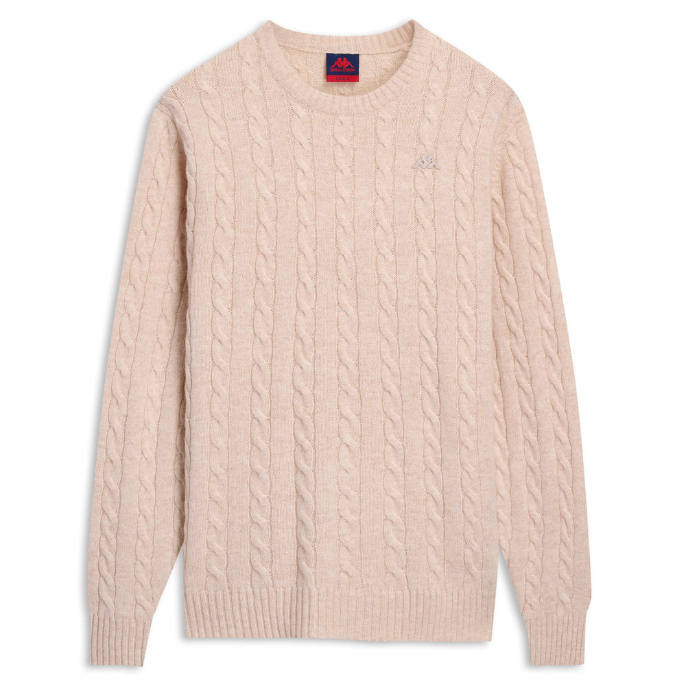 Beige Men's Slim Fit Cable Knit Pullover with Lambswool 02