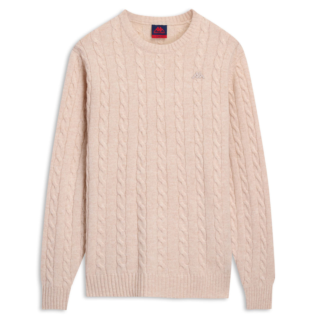Beige Men's Slim Fit Cable Knit Pullover with Lambswool main