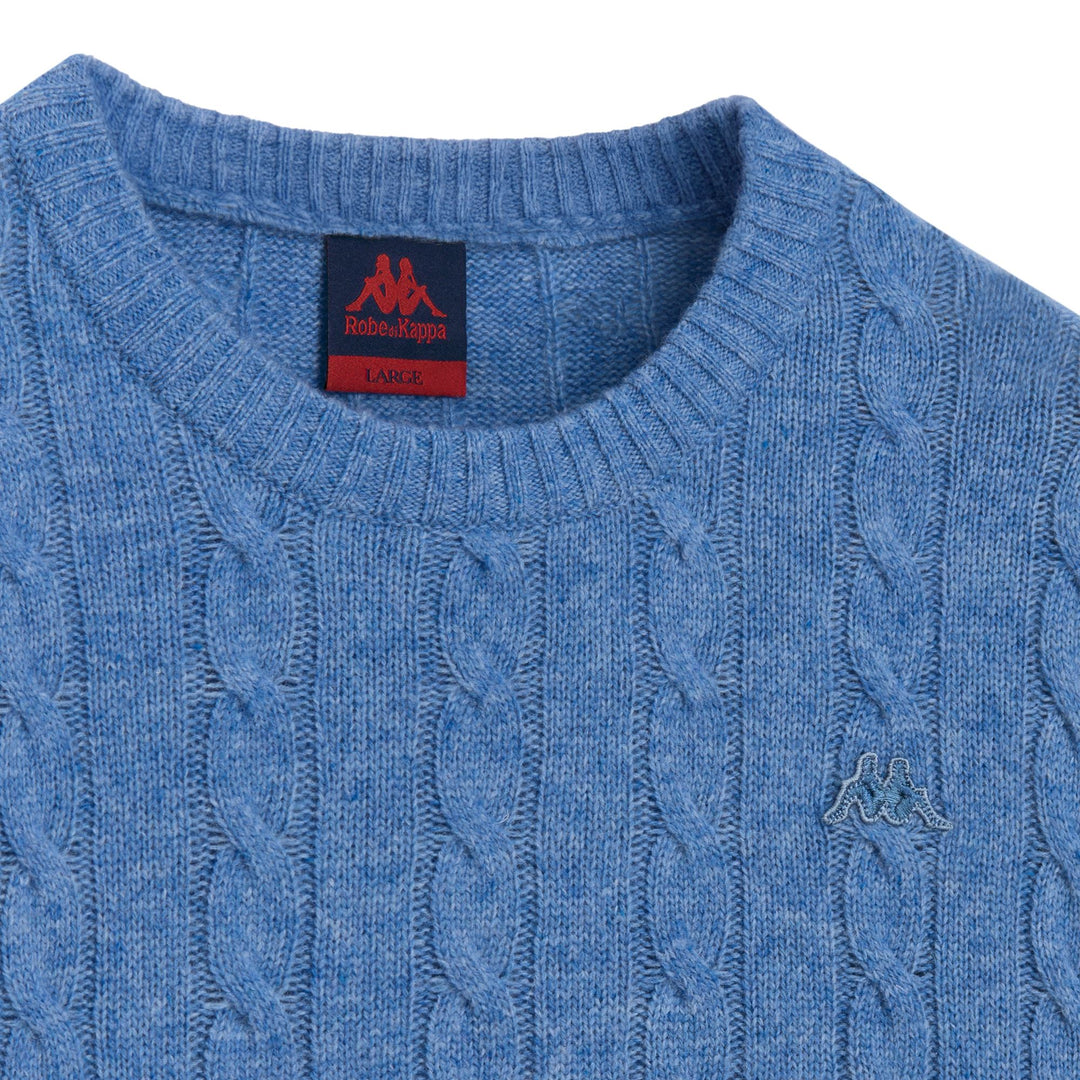 Blue Men's Slim Fit Wool Pullover with Cable Knit main