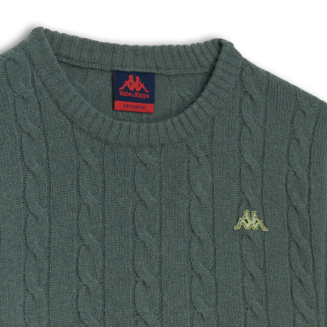 Pull en laine à torsades pour homme, coupe ajustée, vert main