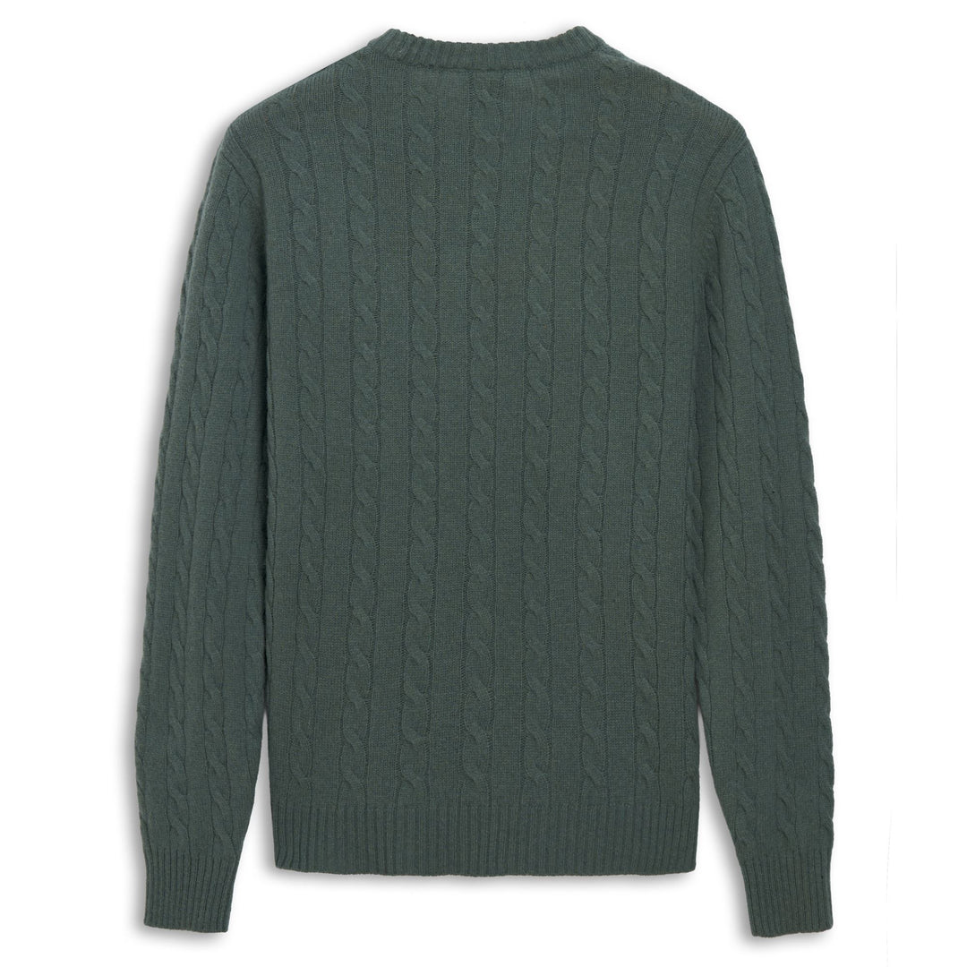 Pull en laine à torsades pour homme, coupe ajustée, vert main