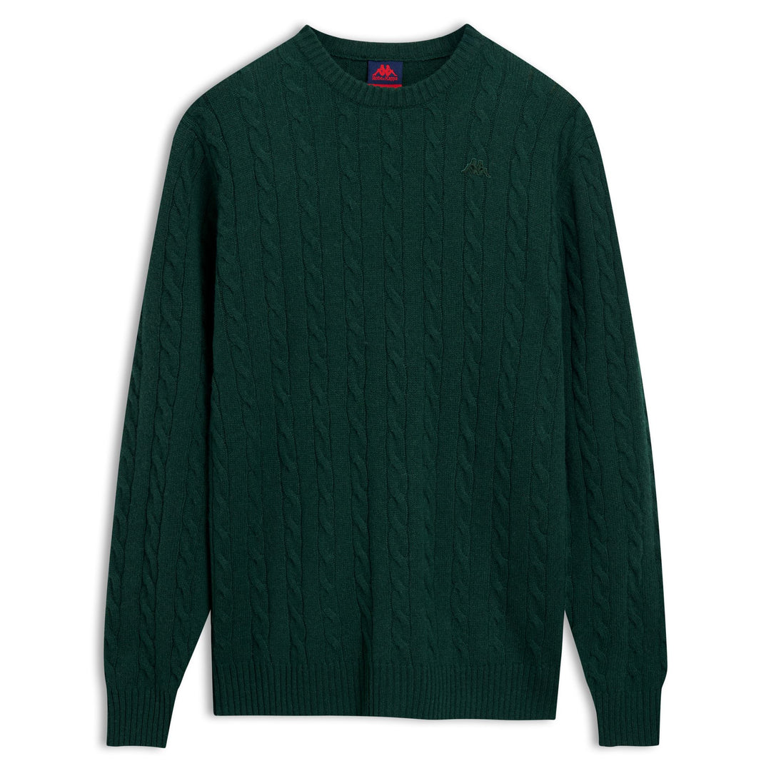 Green Men's Slim Fit Lambswool Pullover with Cable Knit main