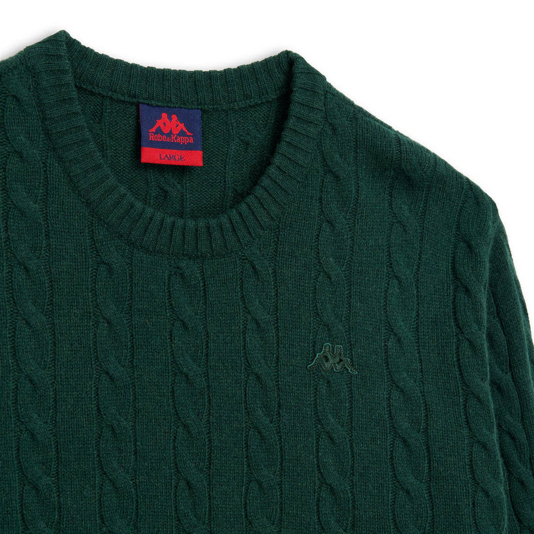 Green Men's Slim Fit Lambswool Pullover with Cable Knit main