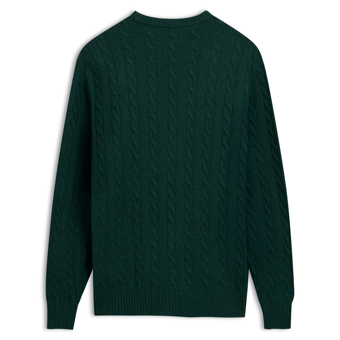 Green Men's Slim Fit Lambswool Pullover with Cable Knit main