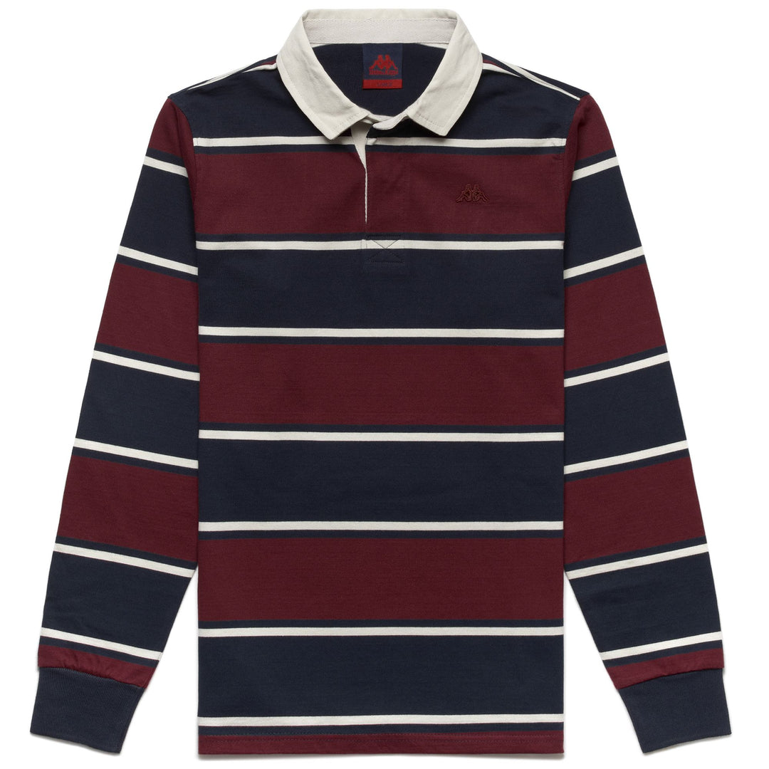 Polo Classica Lunga Manica in Cotone Uomo Rosso e Blu Navy 01