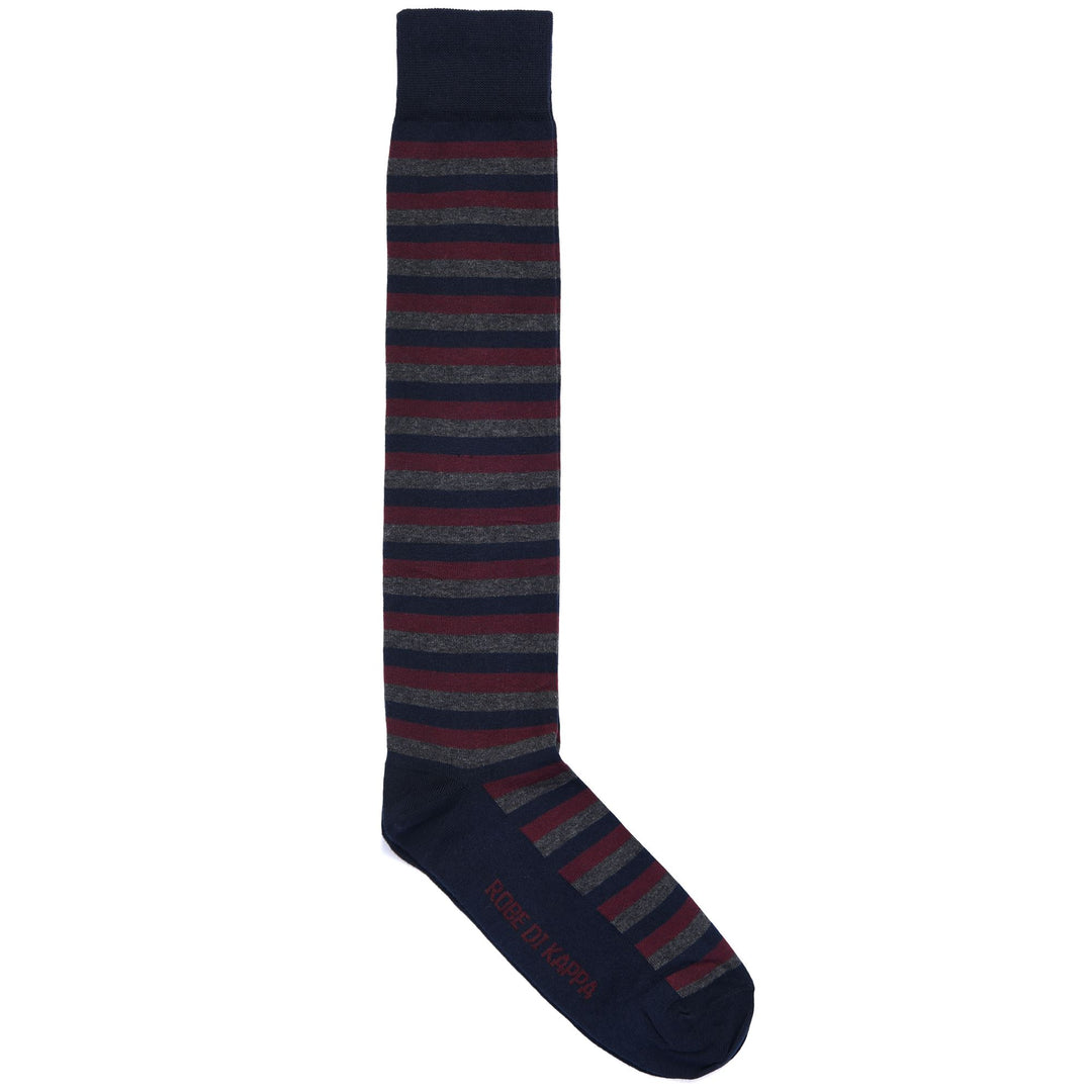 Navy Blue Men's Knee High Striped Cotton Socks main