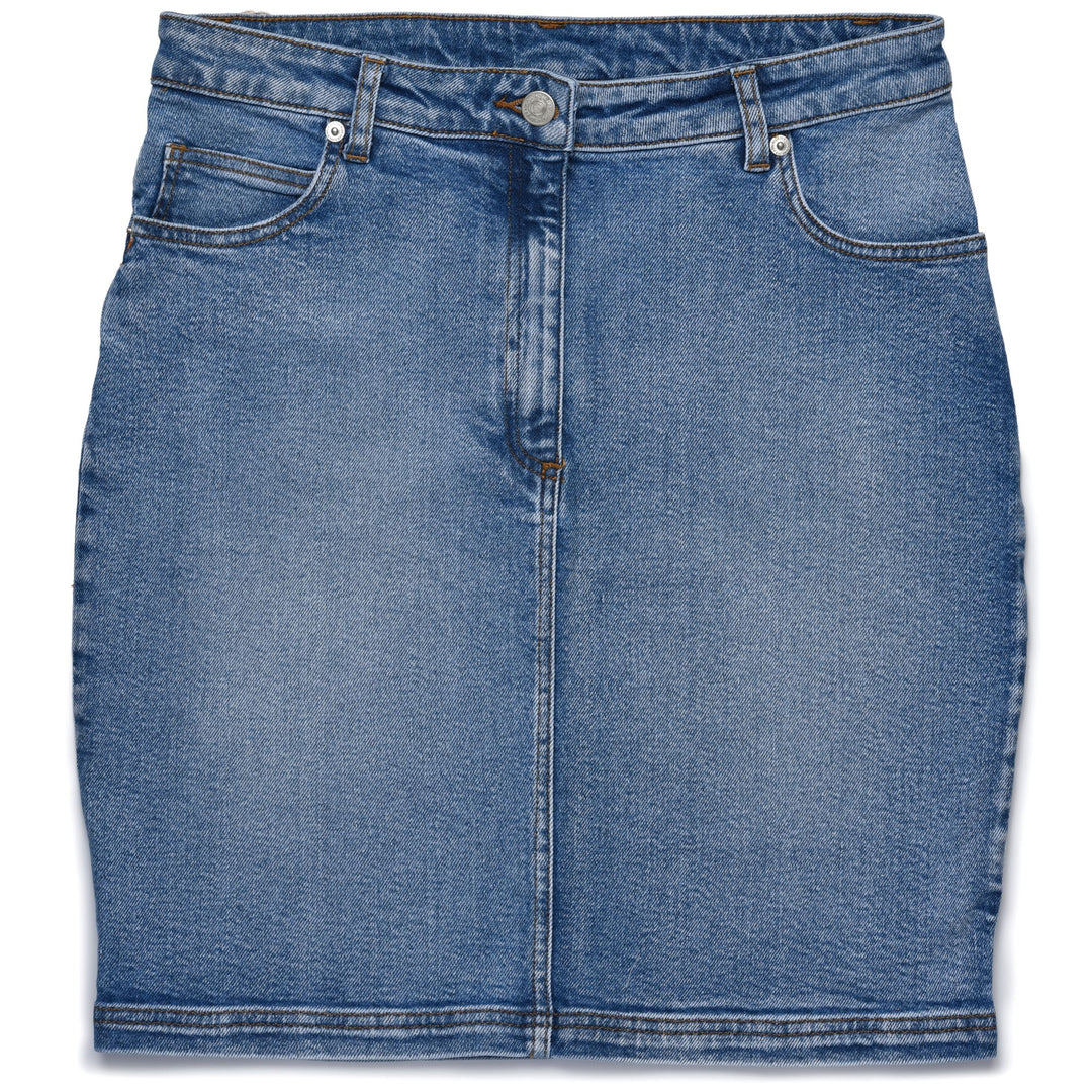 Gonna di Jeans Corto Donna Azzurro Chiaro Slim Fit con 5 Tasche 01