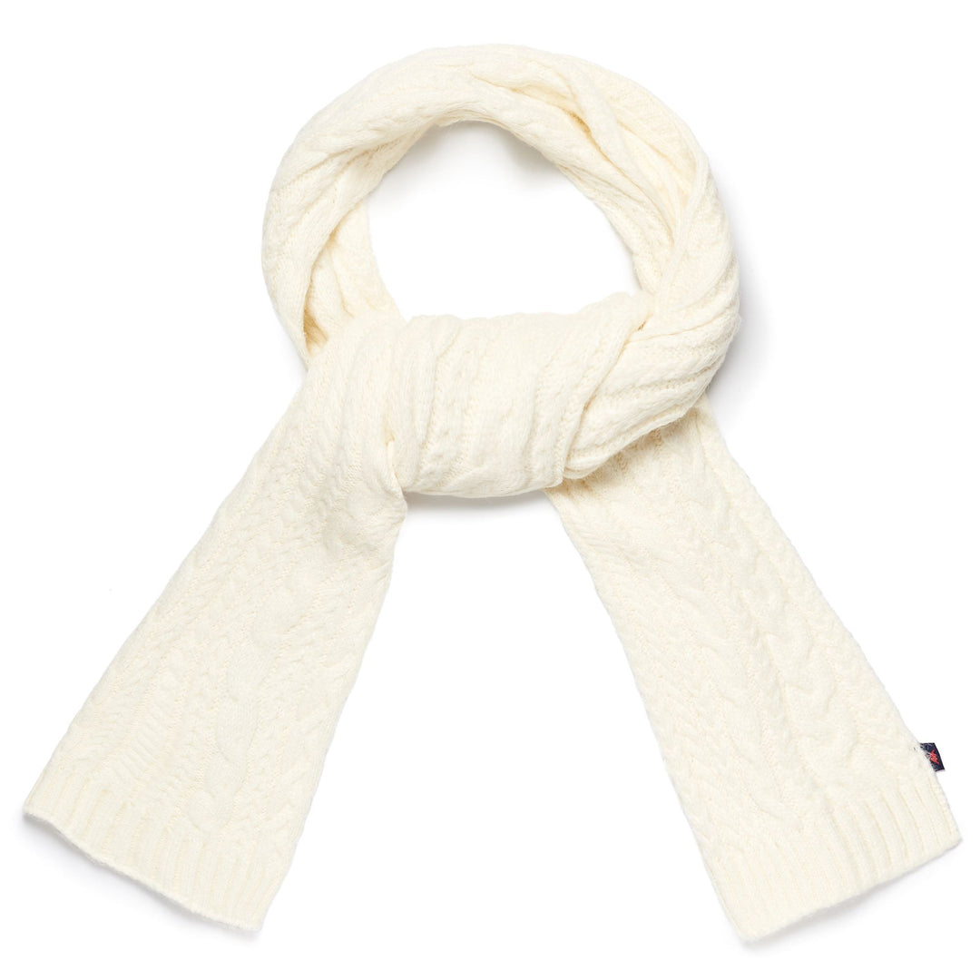 White Unisex Classic Cable Knit Scarf with Recycled Polyester 01
