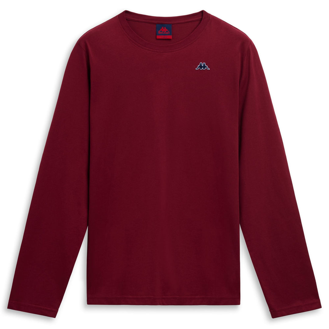 Red Men's Slim Fit Long Sleeve Cotton T-Shirt with Logo 01