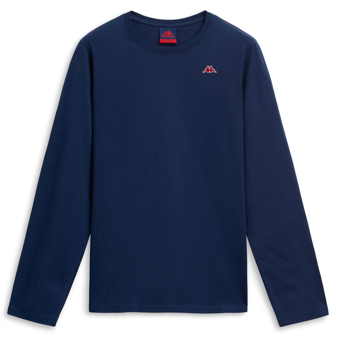 Blue and Red Men's Slim Fit Casual Long Sleeve T-Shirt 01