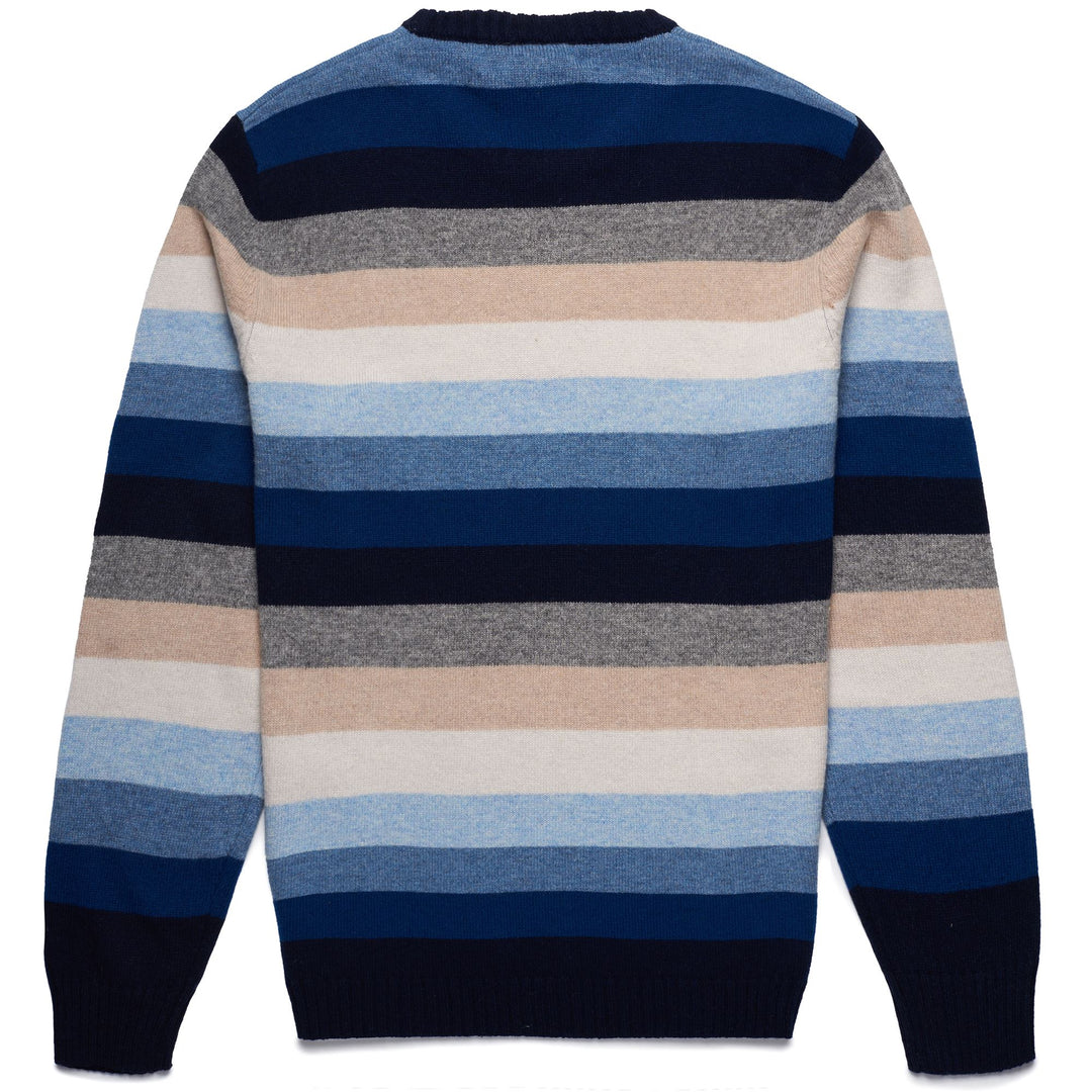 Jersey clásico de punto para hombre en azul beige con rayas multicolor main