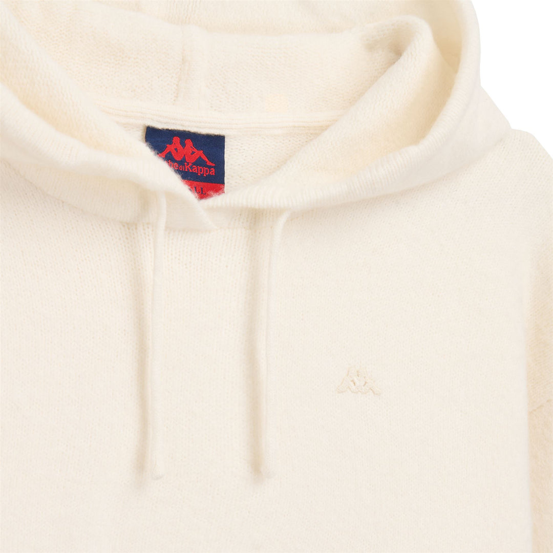 Suéter de punto blanco con capucha y corte regular para mujer main