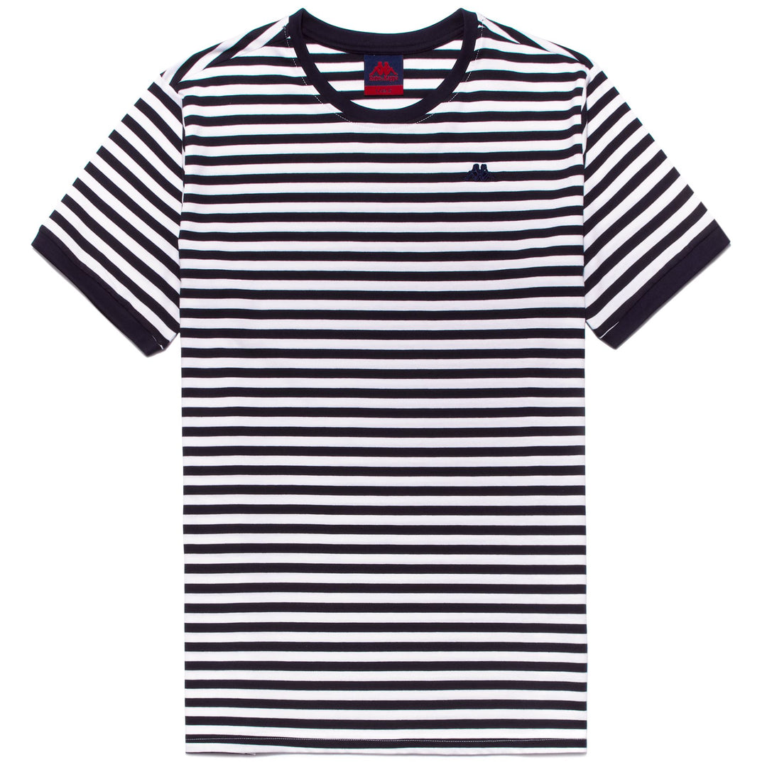 Camiseta casual azul marino de corte entallado para hombre con diseño de rayas 01