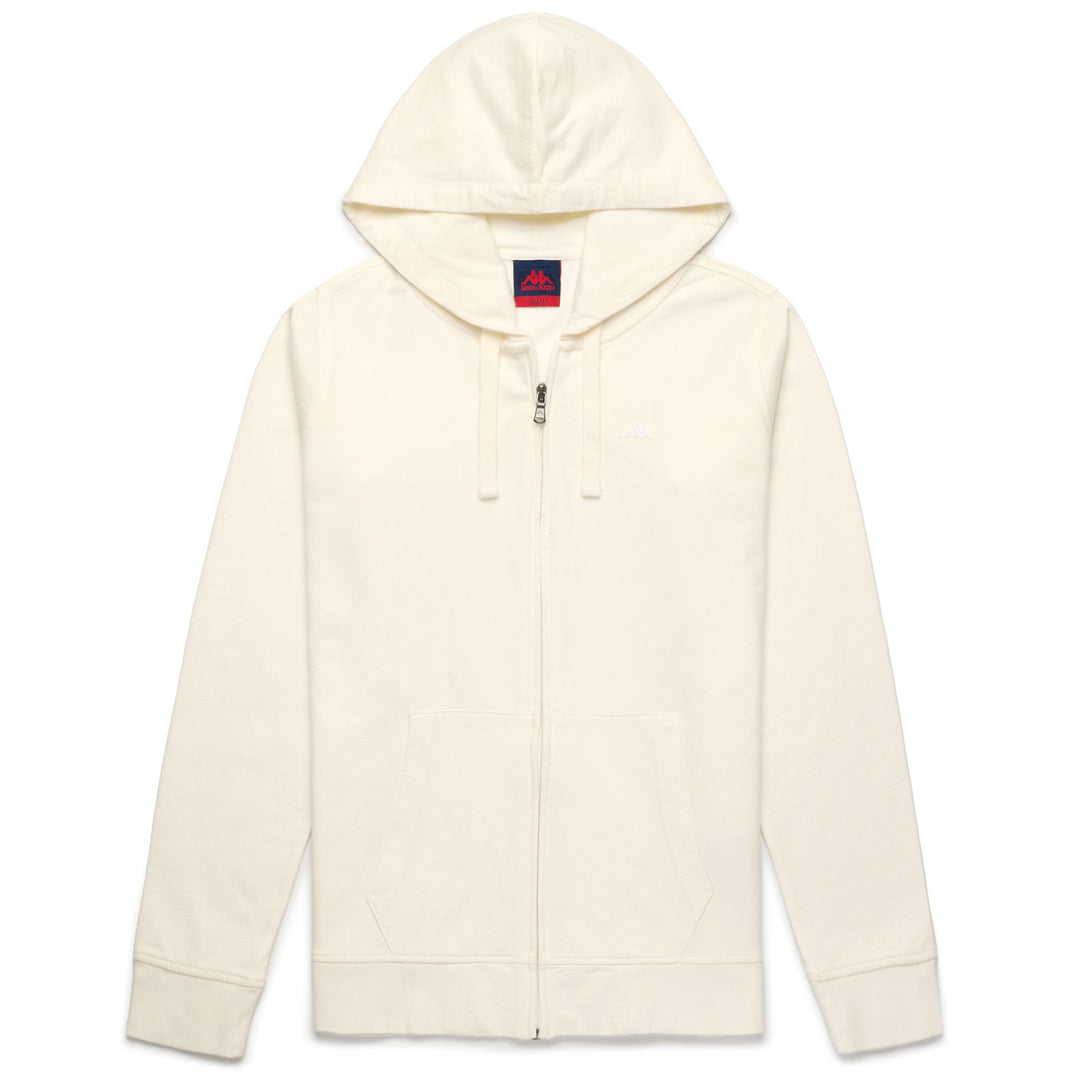 Giacca in pile bianca da donna con cerniera e cappuccio 01