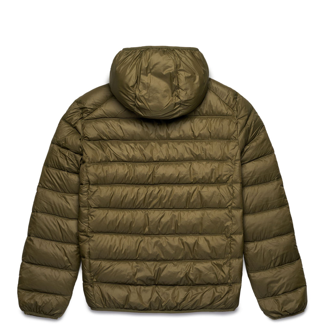 Military Green Men's Short Nylon Jacket with Hood and Pockets main
