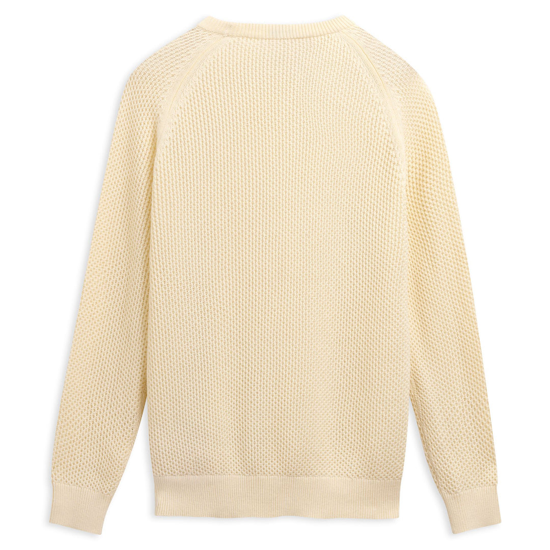 Pull en coton beige pour homme, coupe ajustée, décontracté main