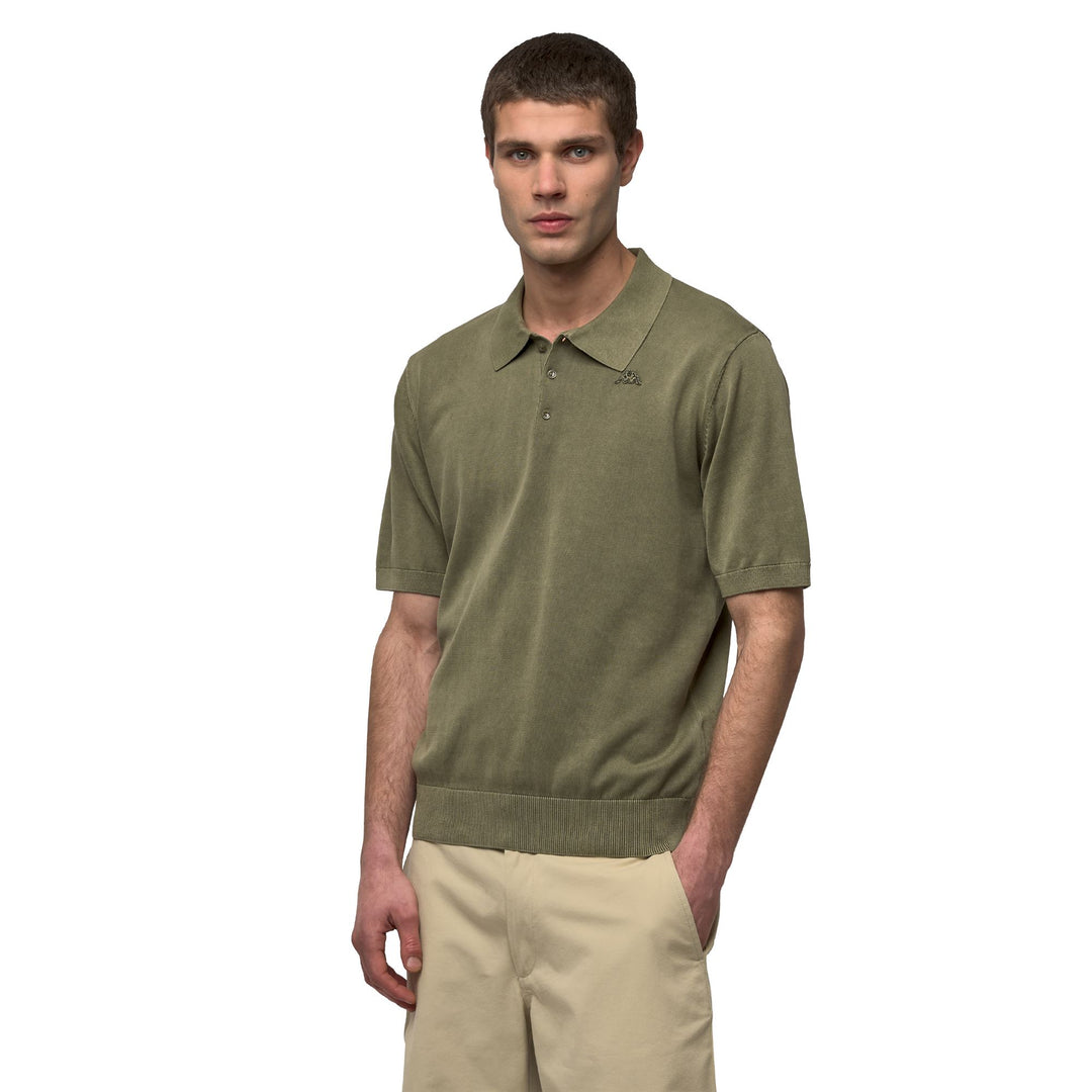 Polo en coton décontracté pour homme, coupe ajustée, vert 01