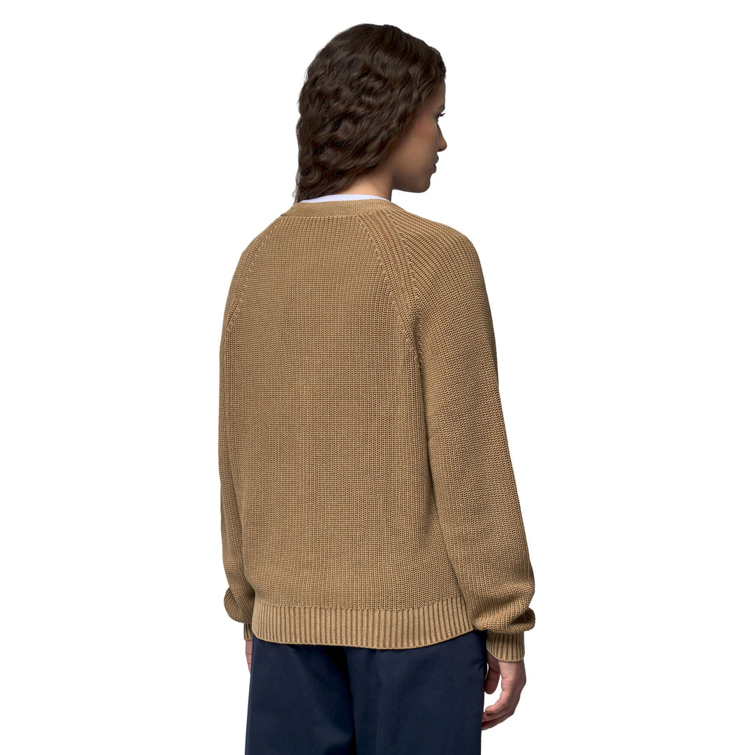 Cardigan casual in cotone marrone da donna vestibilità ampia main
