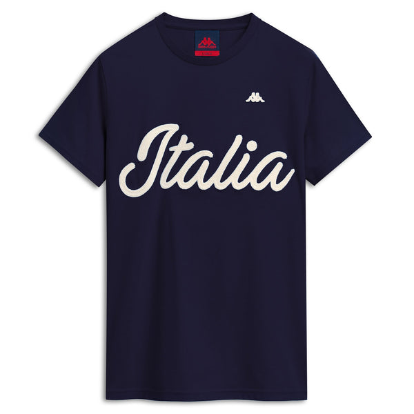 Slim Fit Casual Men's Blue Cotton T-Shirt | Kappa
