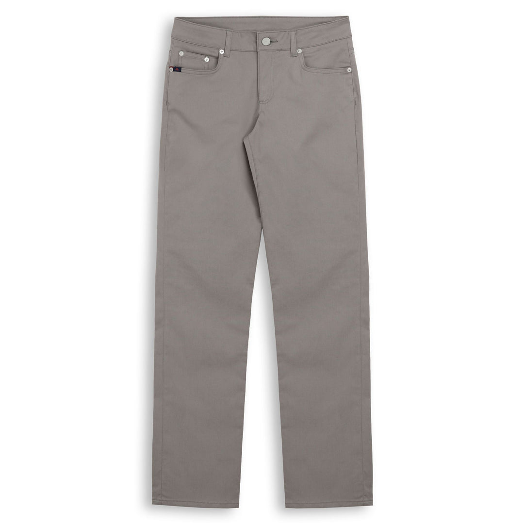 Pantaloni da donna slim fit marroni in gabardine color pesca 01